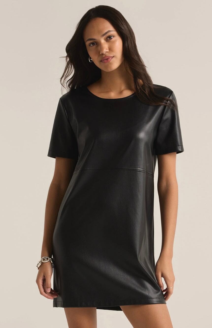 Z Supply London Faux Leather Dress Size Small Edgy Minimalist Chic